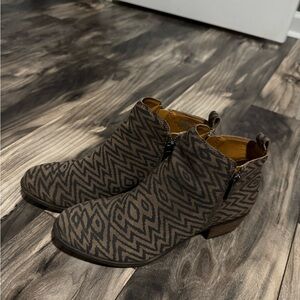 Lucky Brand Brown Patterned Ankle Booties